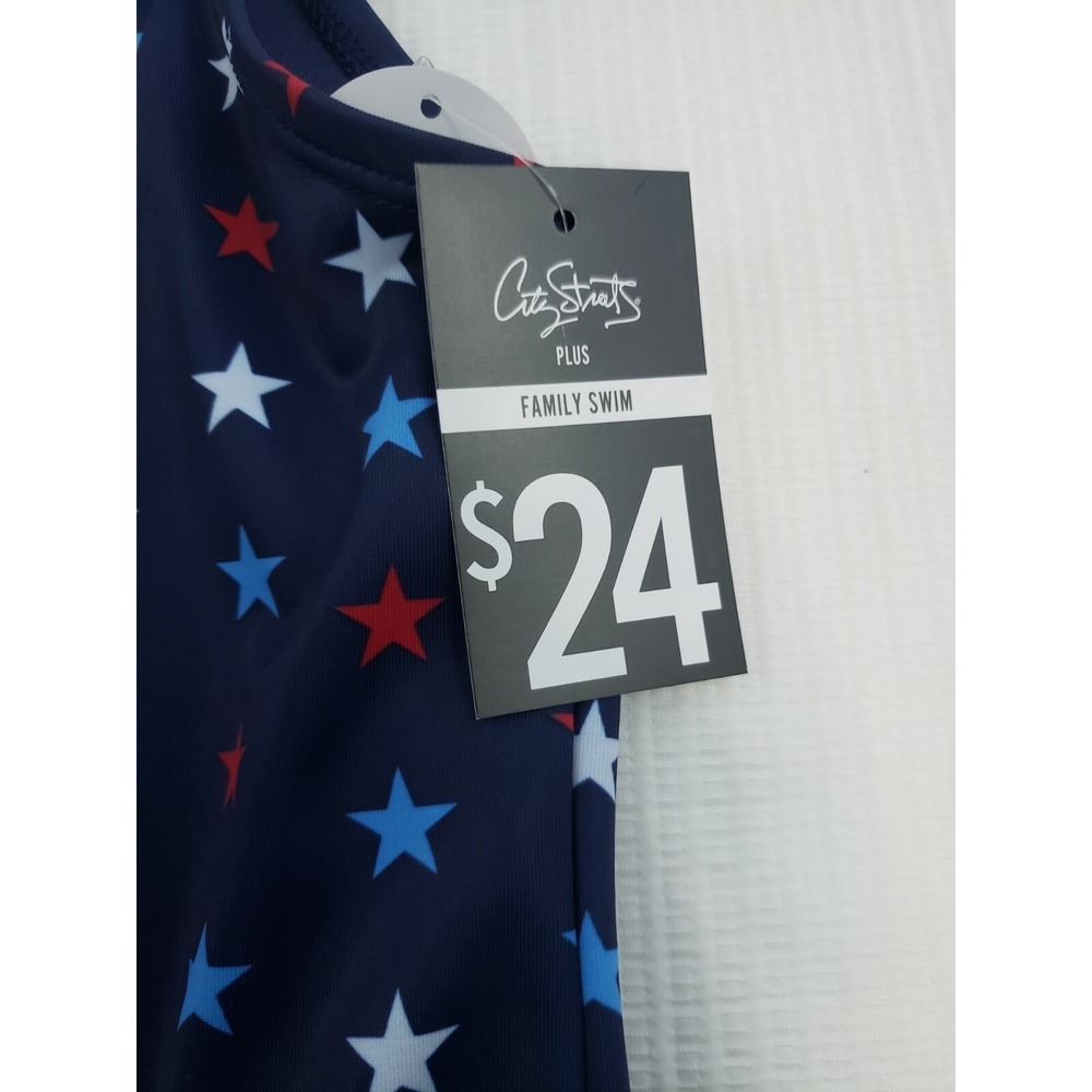 City Streets One Piece Swimwear Americana Stars Blue‎ Swimsuit swimwear XL 18.5 - Picture 4 of 13